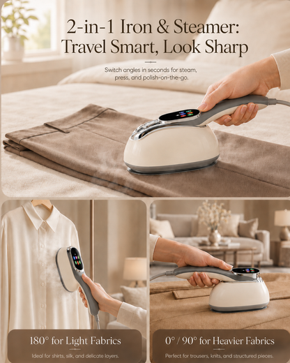Portable 2-in-1 Iron & Steamer for Travel - Adjustable Heat