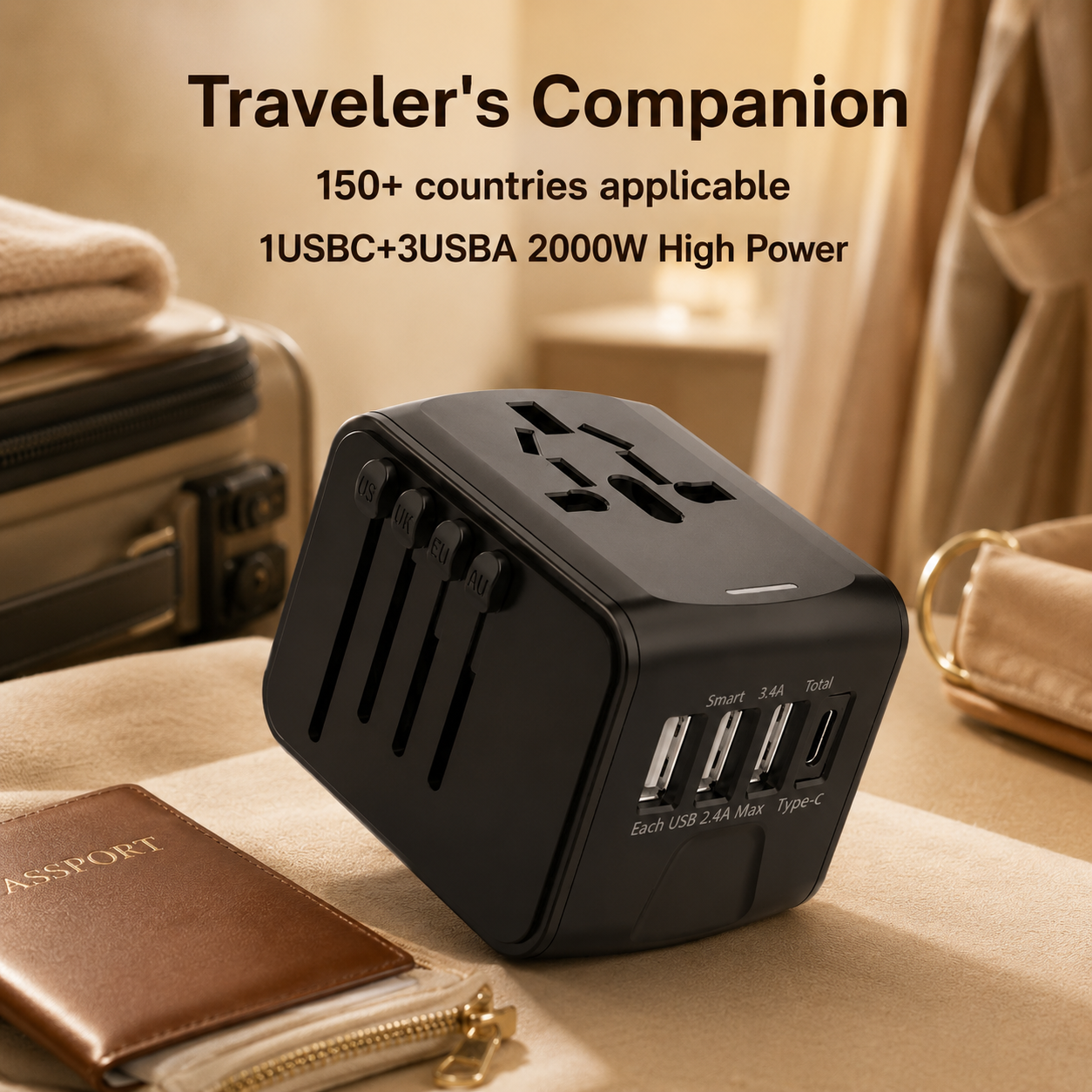Multi-Function Travel Power Adapter with USB Ports